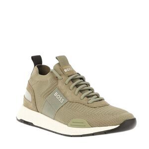 Boss Mens Titanium Suede Panel Running Sneakers / Olive Green